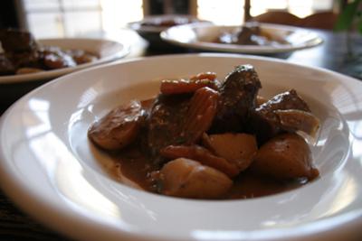 Hearty Beef Stew served in a man-sized bowl!