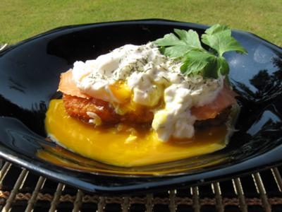Smoked salmon with poached eggs