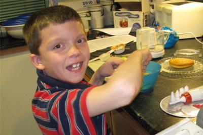 Josh preparing his treat